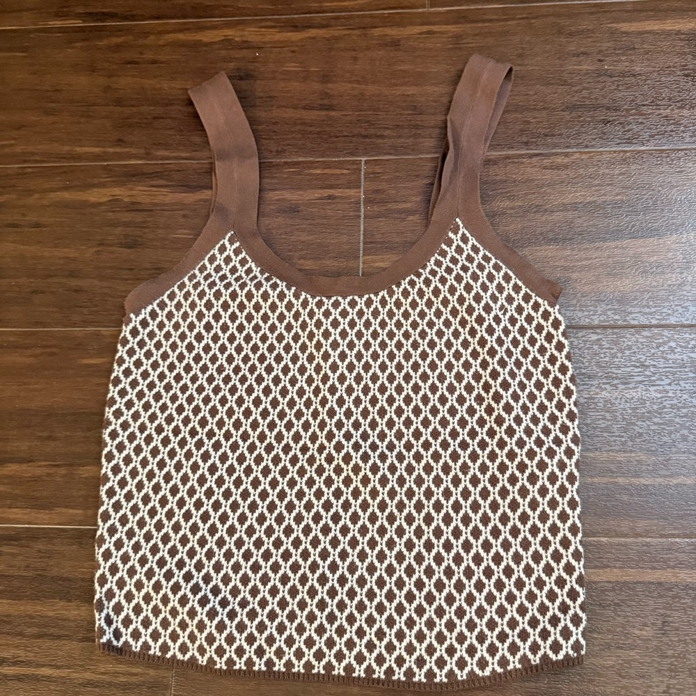 Abercrombie brown & white patterned sweater tank